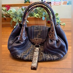 Fendi Zucca nappa leather handbag